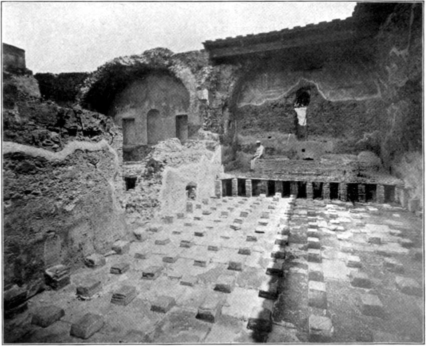 Tepidarijum u Stabijskim kupatilima u Pompeji, arhitektonski prikaz iz 1914.