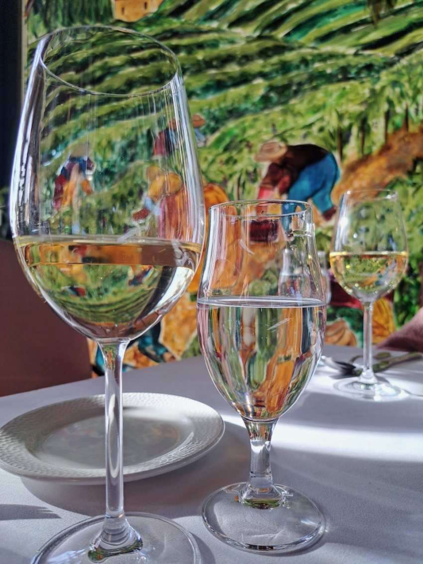 Restoran vinska kuća Kovačević vinske čaše i vojvođanski motivi