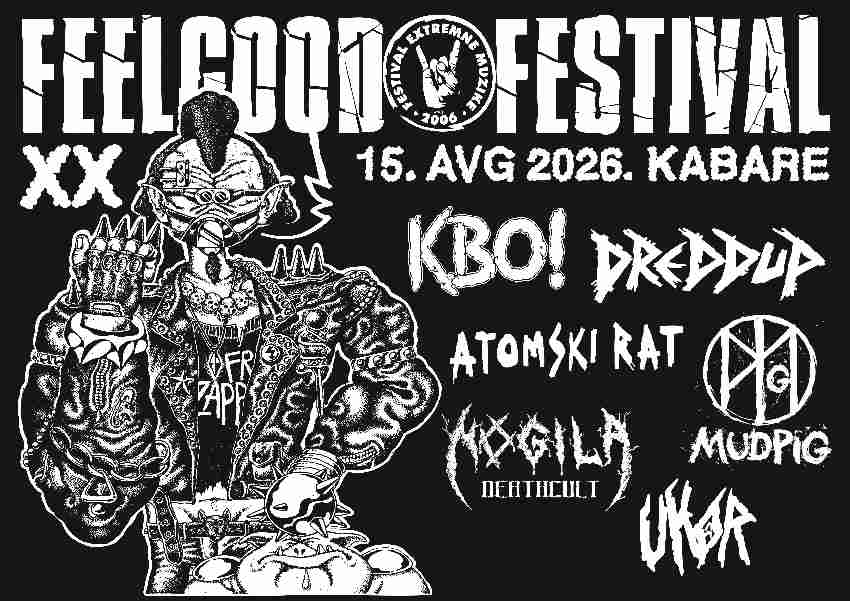Plakat za XX Feelgood Festival u Somboru sa bendovima koji nastupaju na jubilarnom izdanju