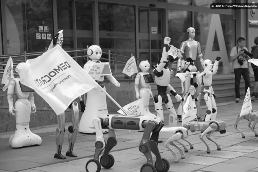 Roboti sa zastavama na protestu u Varšavi zbog regulacije veštačke inteligencije